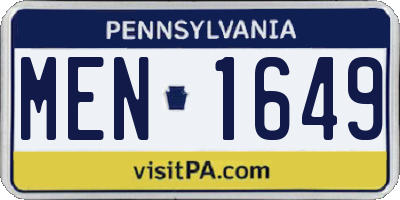 PA license plate MEN1649