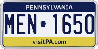 PA license plate MEN1650