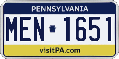 PA license plate MEN1651