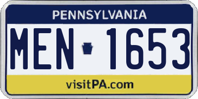 PA license plate MEN1653