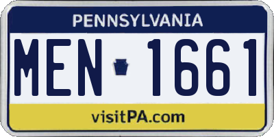 PA license plate MEN1661