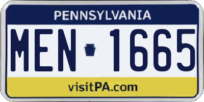 PA license plate MEN1665
