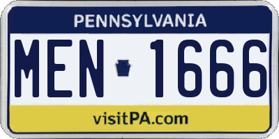 PA license plate MEN1666