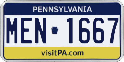 PA license plate MEN1667