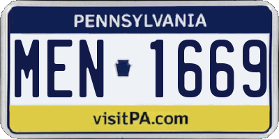 PA license plate MEN1669