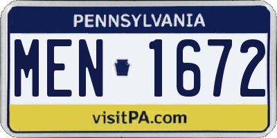 PA license plate MEN1672