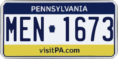 PA license plate MEN1673