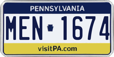 PA license plate MEN1674