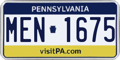 PA license plate MEN1675