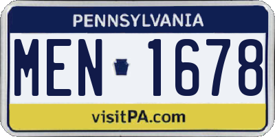 PA license plate MEN1678