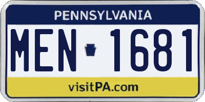 PA license plate MEN1681