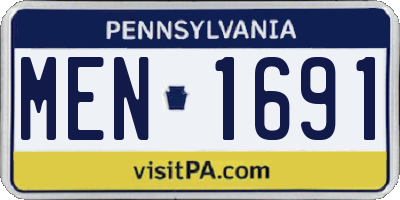 PA license plate MEN1691