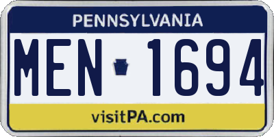 PA license plate MEN1694