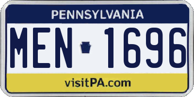 PA license plate MEN1696