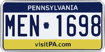 PA license plate MEN1698