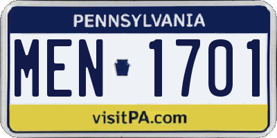 PA license plate MEN1701
