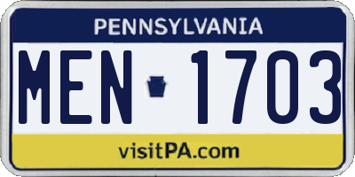 PA license plate MEN1703