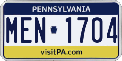 PA license plate MEN1704