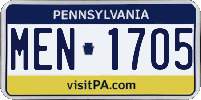 PA license plate MEN1705
