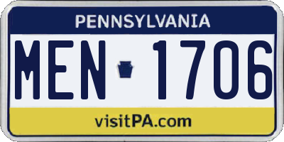 PA license plate MEN1706