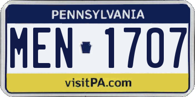 PA license plate MEN1707