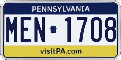 PA license plate MEN1708