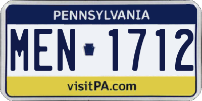 PA license plate MEN1712