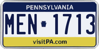 PA license plate MEN1713