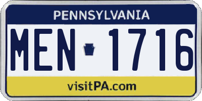 PA license plate MEN1716
