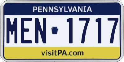 PA license plate MEN1717
