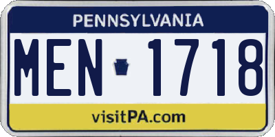 PA license plate MEN1718