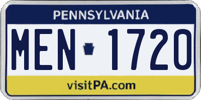PA license plate MEN1720