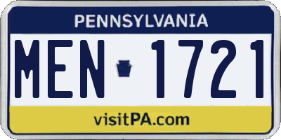 PA license plate MEN1721