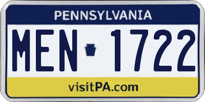 PA license plate MEN1722