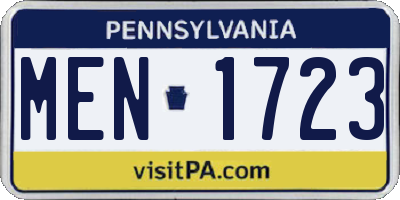 PA license plate MEN1723