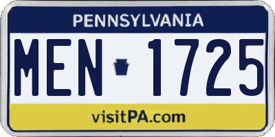 PA license plate MEN1725