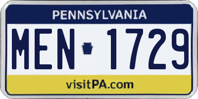 PA license plate MEN1729
