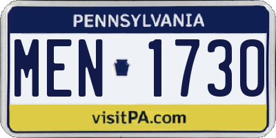 PA license plate MEN1730