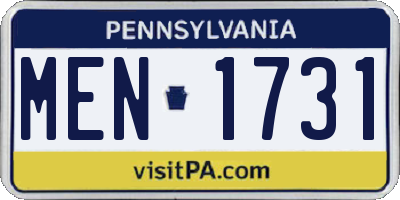 PA license plate MEN1731