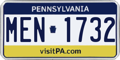 PA license plate MEN1732