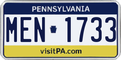 PA license plate MEN1733