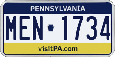 PA license plate MEN1734