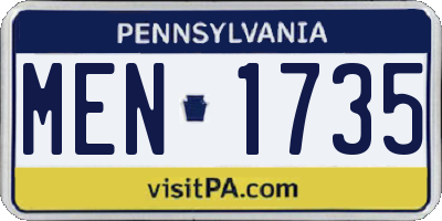 PA license plate MEN1735