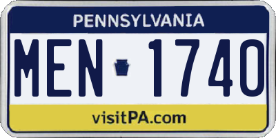 PA license plate MEN1740