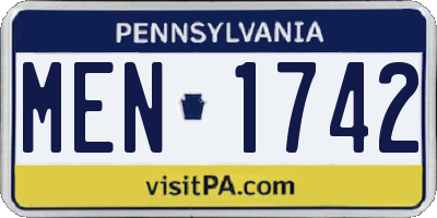 PA license plate MEN1742