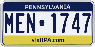 PA license plate MEN1747