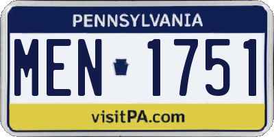 PA license plate MEN1751