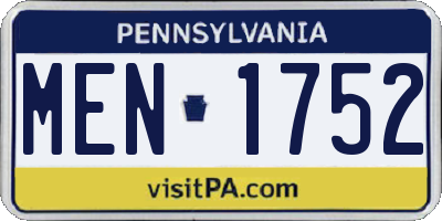 PA license plate MEN1752