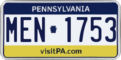 PA license plate MEN1753