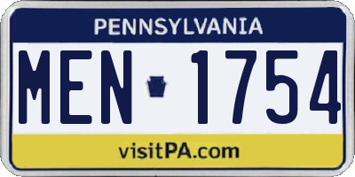 PA license plate MEN1754